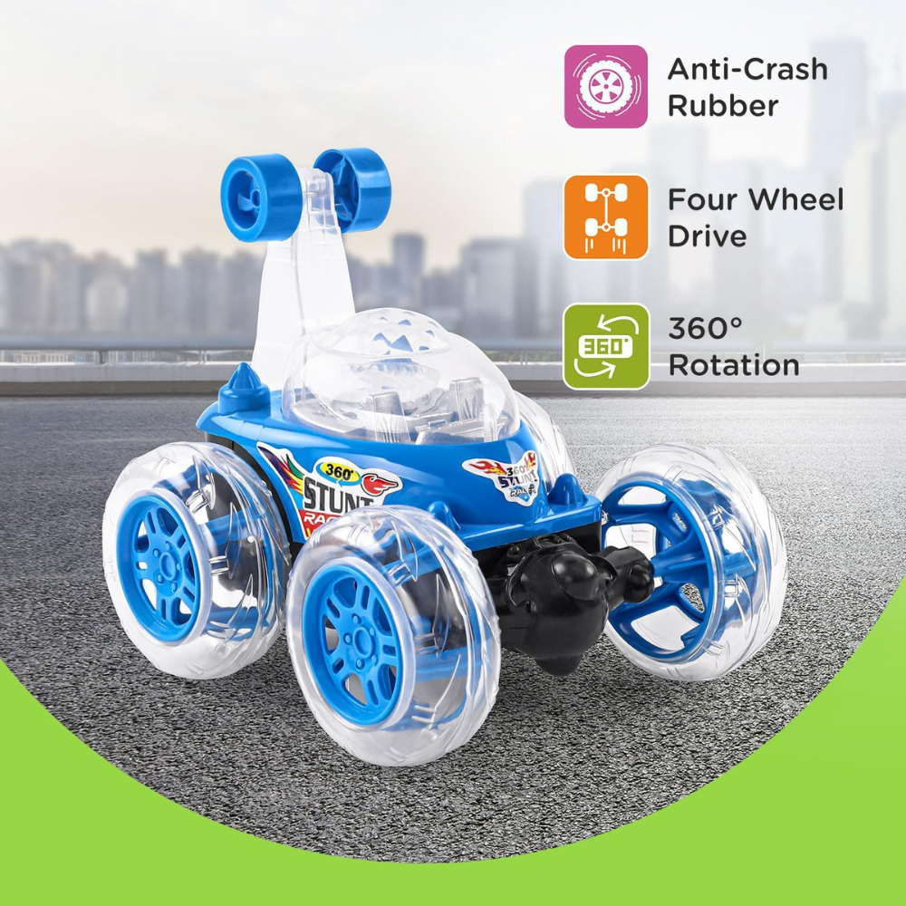 RC Stunt Car 360° – Double Sided Remote Control Toy Car with LED Lights, 360 Flip Action, USB Rechargeable for Kids (Color as per Stock)