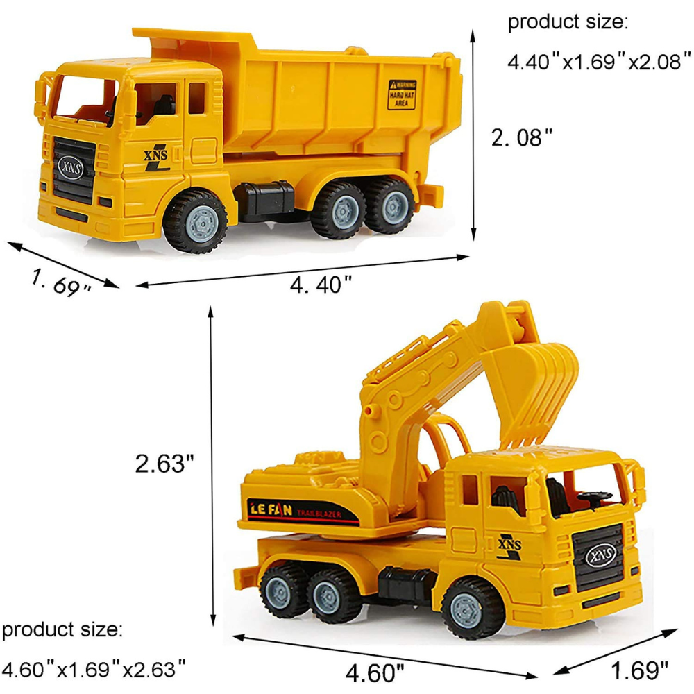 Engineering Pull Back Construction Truck Toy Set – Mini Excavator, Dump Truck, Cement Mixer & Fuel Tanker Vehicles for Kids 4PCS