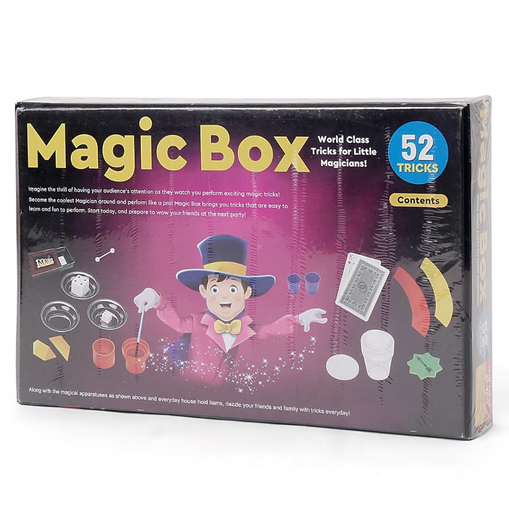 Magic Box 52 Tricks Set for Kids – Magic Kit with Tricks and Puzzles | Beginner Magic Learning Set for Children (Age 7+)
