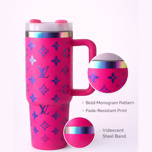 Hot Pink LV Monogram Insulated Stanley Tumbler 1.18L