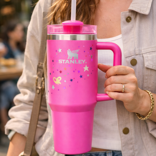 Stanley Star Passion Pink Tumbler 1.18L – Vacuum Insulated Stainless Steel Travel Mug with Handle & Straw