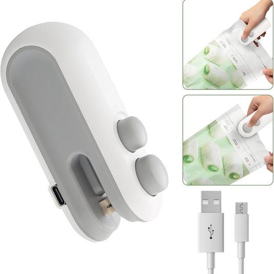 2 in 1 Mini Sealer & Cutter Machine | Portable USB Rechargeable Plastic Bag Heat Sealer for Food Storage & Kitchen Use