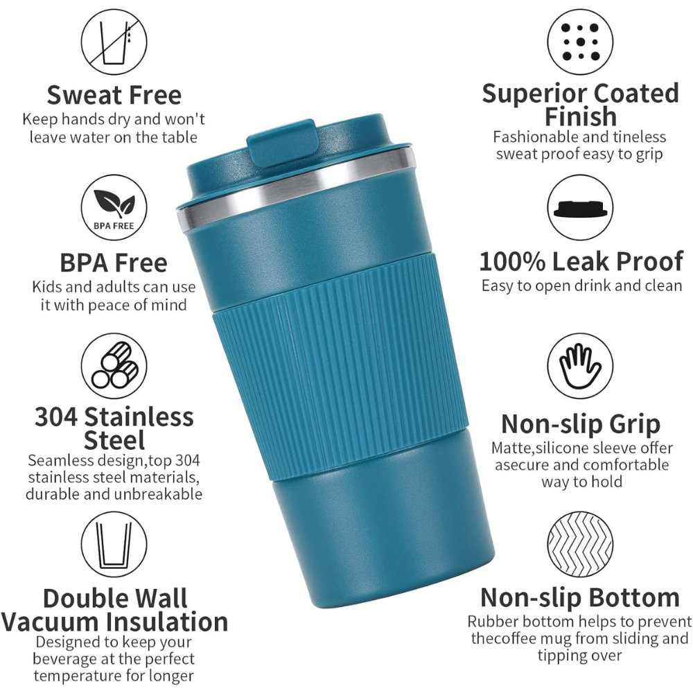 Vacuum Insulated Coffee Mug 510ml with Anti-Slip Grip