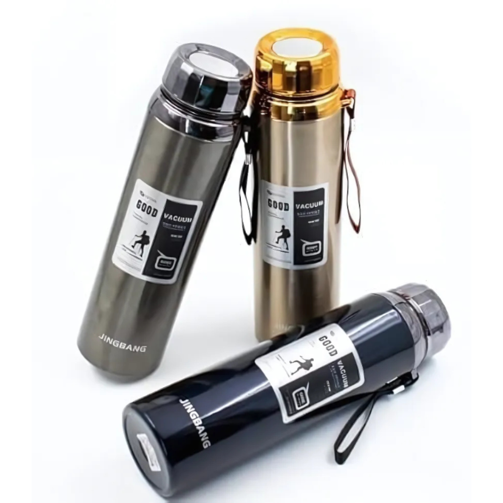 Luxury Stainless Steel Vacuum Insulated 800ml Bottle – Rose Gold Leak-Proof Hot & Cold Water Flask with Carry Strap