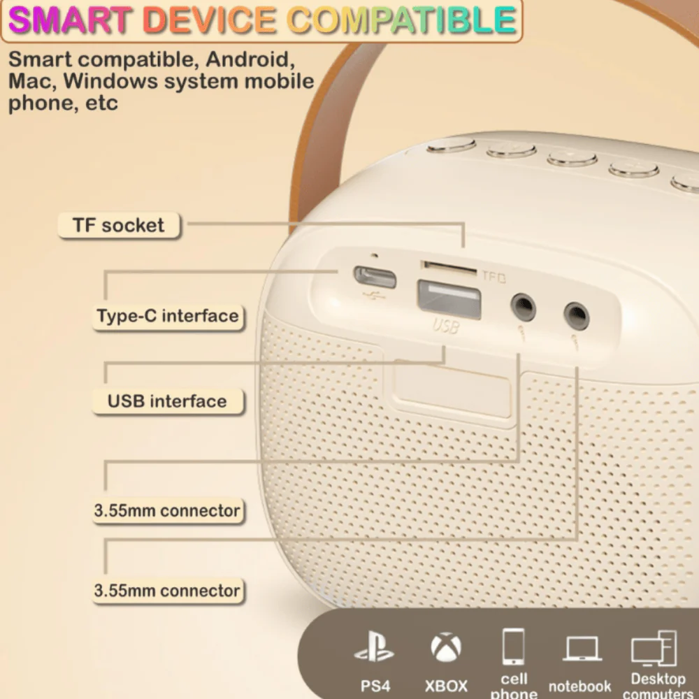 K30 Bluetooth Speaker with Wireless Microphone – Portable Karaoke Speaker with LED Party Lights