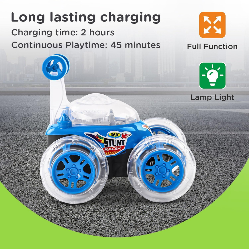 RC Stunt Car 360° – Double Sided Remote Control Toy Car with LED Lights, 360 Flip Action, USB Rechargeable for Kids (Color as per Stock)