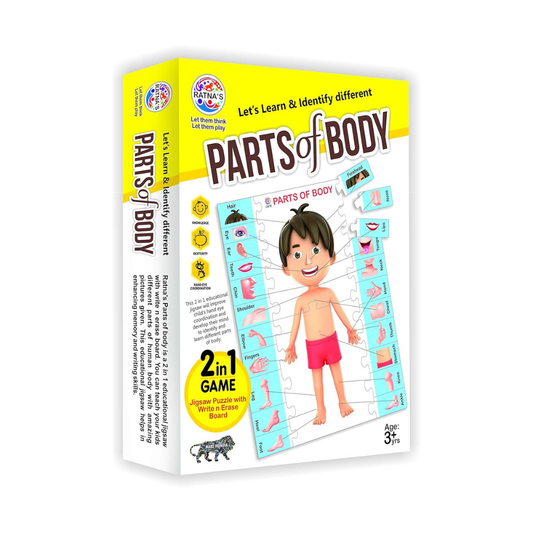 Parts of the Human Body Educational Puzzle – 2 in 1 Learning Game with Write & Erase Board for Kids | Jigsaw Puzzle for Early Learning (Age 3+)