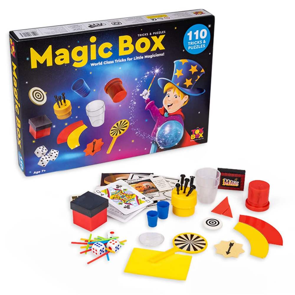 Magic Box 110 Tricks Set for Kids – Magic Kit with Tricks and Puzzles | Beginner Magic Learning Set for Children (Age 7+)