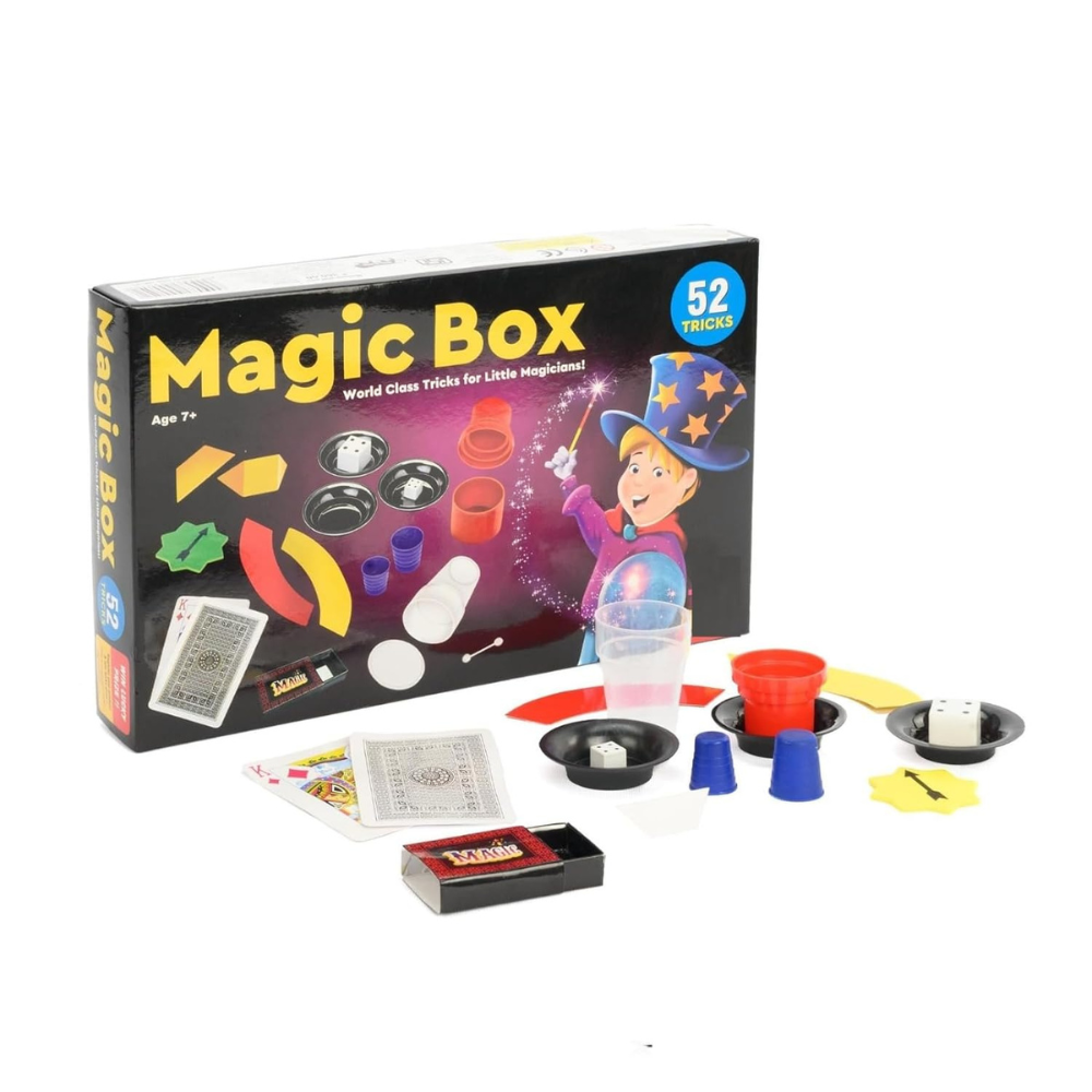 Magic Box 52 Tricks Set for Kids – Magic Kit with Tricks and Puzzles | Beginner Magic Learning Set for Children (Age 7+)