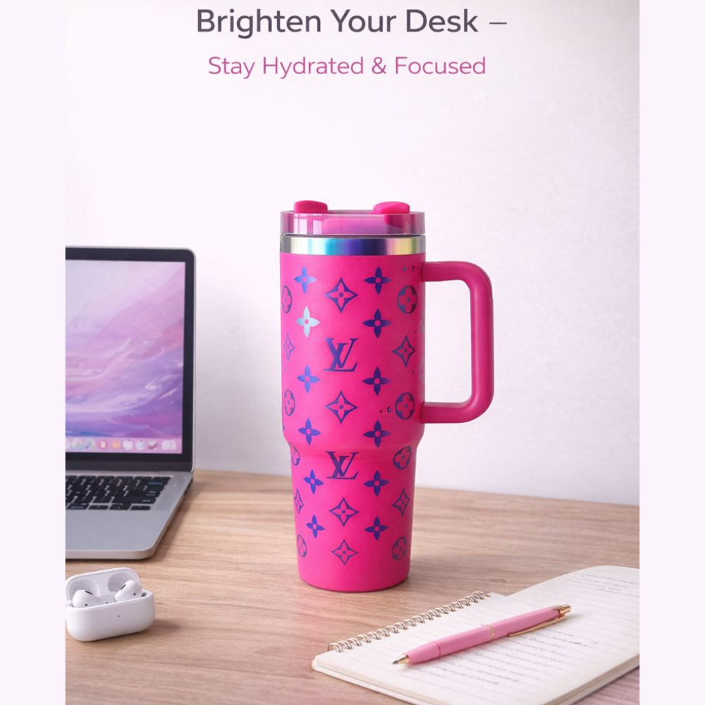 Hot Pink LV Monogram Insulated Stanley Tumbler  1.18L