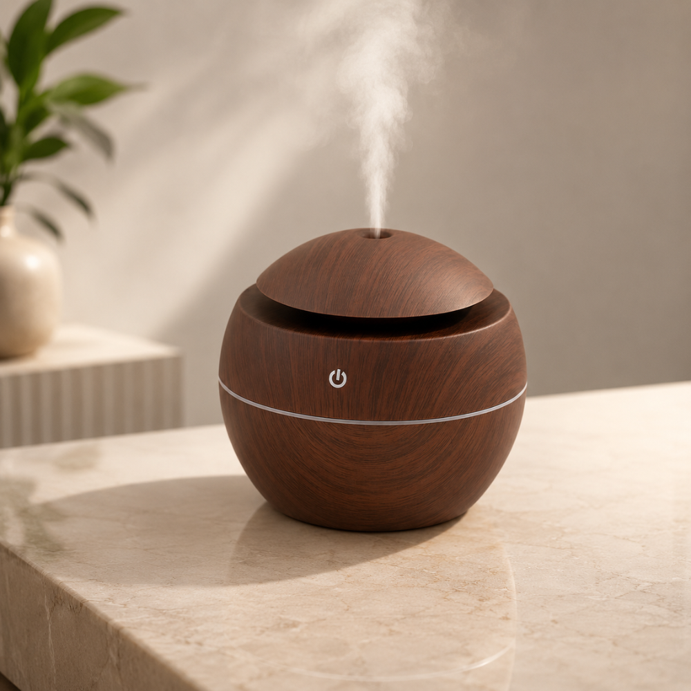JORSOR Wooden Aroma Diffuser Humidifier with Cool Mist & LED Light – USB Ultrasonic Air Humidifier for Home, Office & Bedroom