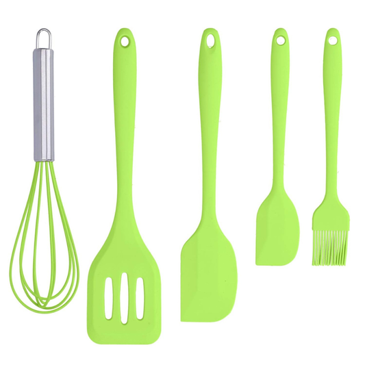 5 Pcs Silicone Kitchen Utensils Set | Heat Resistant Non-Stick Cooking Tools for Kitchen, Baking & Frying
