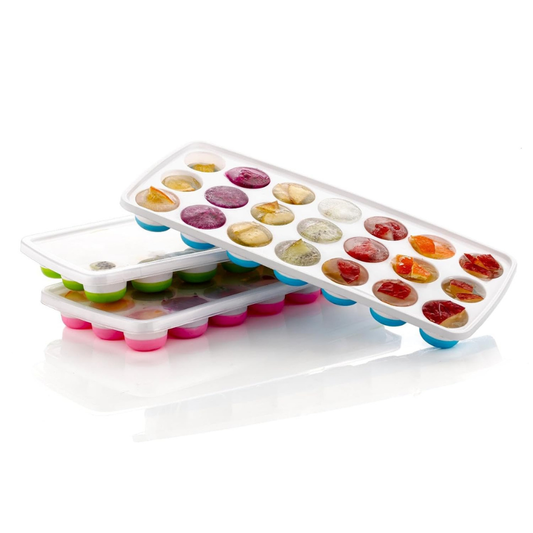 Round Ice Cube Tray with Lid | 21 Grid Ice Ball Mold Tray for Freezer | Easy Release Ice Maker for Juice, Cocktails & Drinks