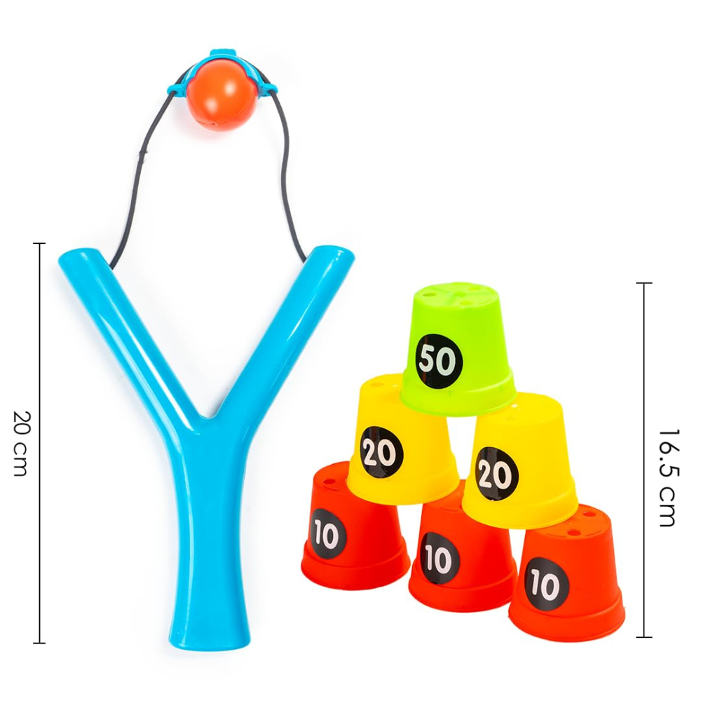 Sharp Shooter Slingshot Ball Game Toy Set – Target Shooting Game with Score Cups, Sling Shot and Balls for Kids Indoor Outdoor Play
