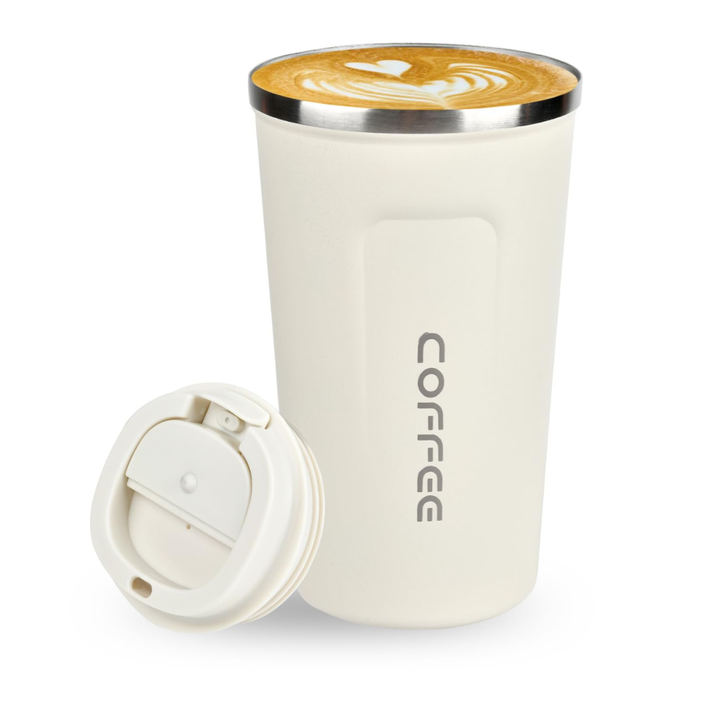 Vacuum Insulated Coffee Mug 380ml – Leak-Resistant Stainless Steel Travel Cup with Lid