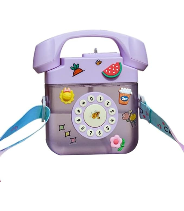 Telephone Water Bottle with Straw & Sling 400ml – Leak-Proof BPA-Free School Bottle kids