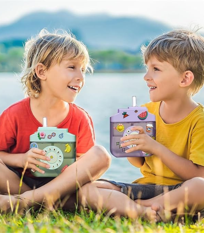 Telephone Water Bottle with Straw & Sling 400ml – Leak-Proof BPA-Free School Bottle kids