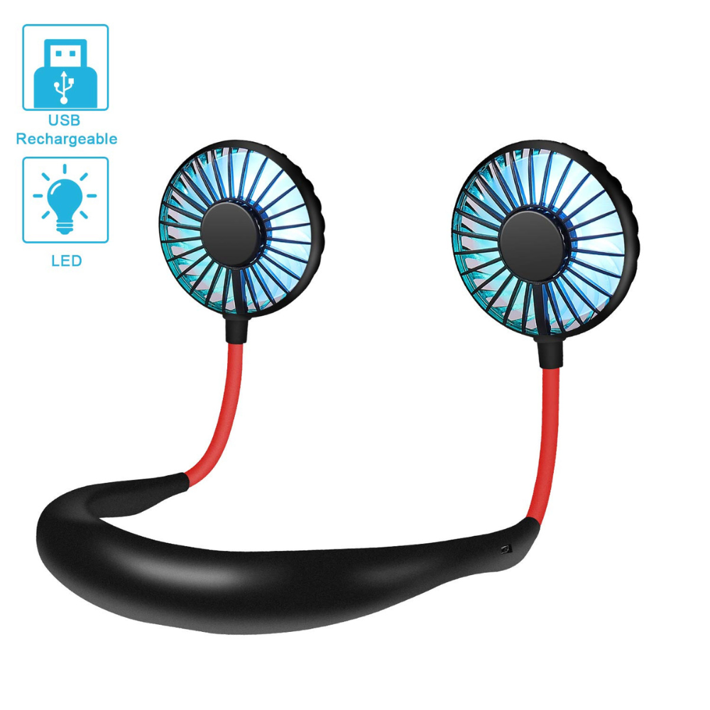 Wearable Sport Neck Fan | USB Rechargeable Hands-Free Portable Cooling Fan for Travel, Gym, Office & Outdoor
