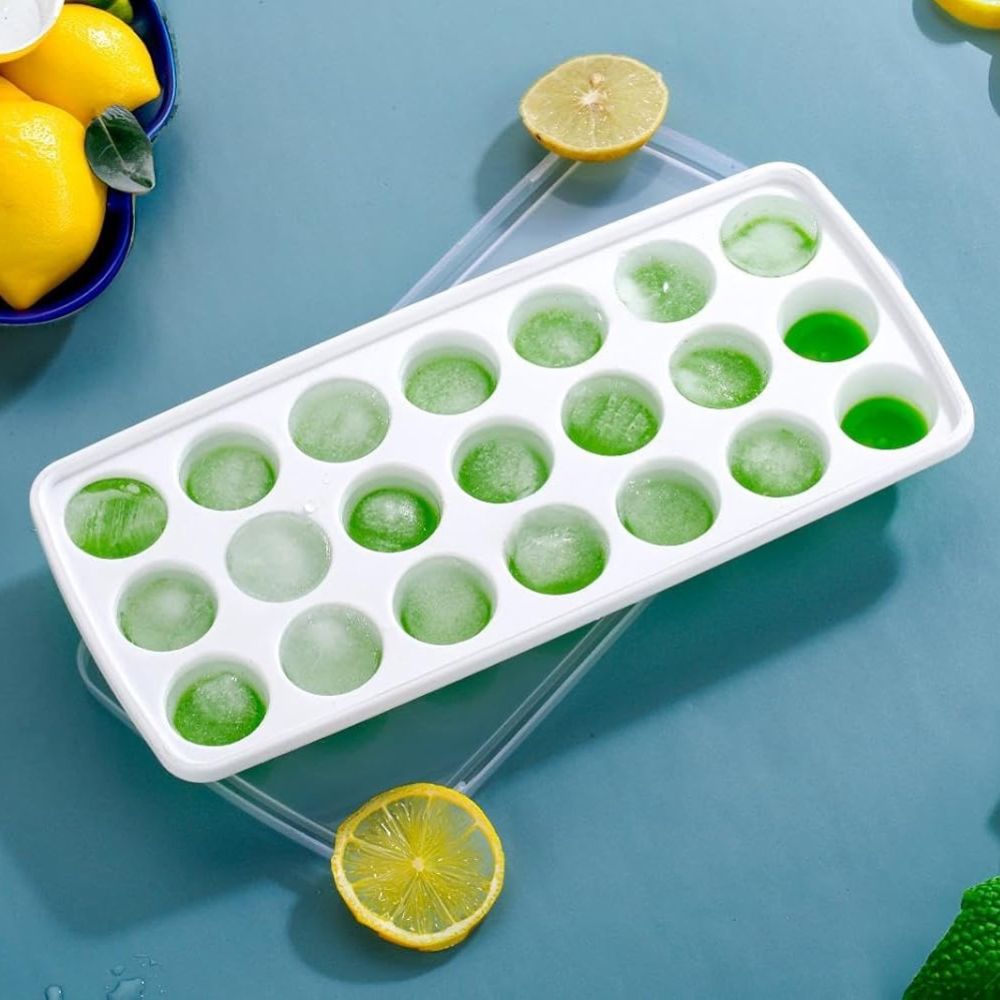 Round Ice Cube Tray with Lid | 21 Grid Ice Ball Mold Tray for Freezer | Easy Release Ice Maker for Juice, Cocktails & Drinks