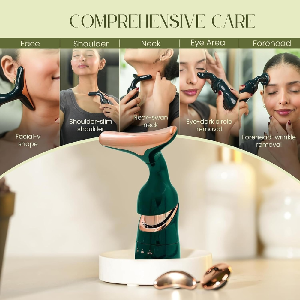 2-in-1 Facial Care Combo | 4D Electric Face Massager + 60 PCS Avocado Makeup Remover Wipes | Skin Tightening, Deep Cleansing & Glow Boosting Kit