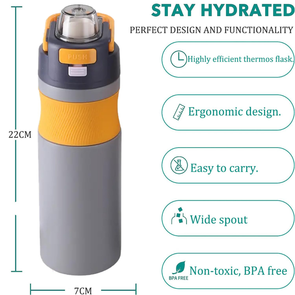 580ml Sports Water Bottle Push Lock | Leakproof Gym Bottle | Portable Fitness Water Cup