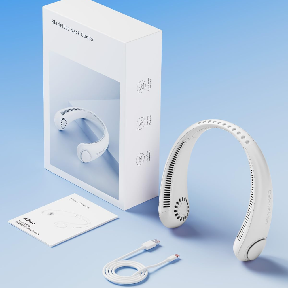 Rechargeable Bladeless Neck Fan | Portable Hands-Free Personal Cooling Fan with USB Charging for Travel, Office & Outdoor