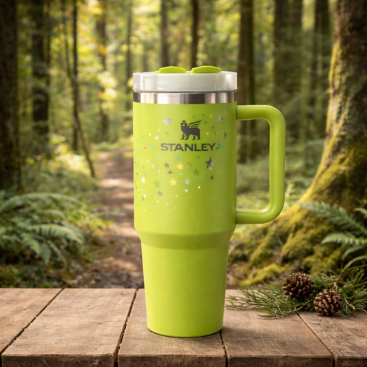 Stanley Quencher H2.0 Parrot Green Star Tumbler 1.18L –  Insulated Stainless Steel Travel Mug with Handle & Straw