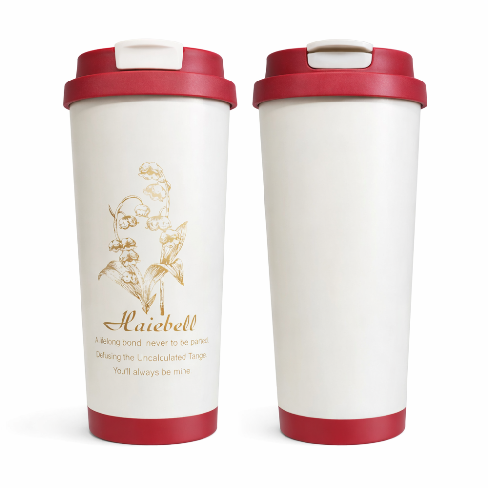 LINGLAN Insulated Coffee Cup 500ml – Double-Wall Stainless Steel Travel Mug with Flip Lid