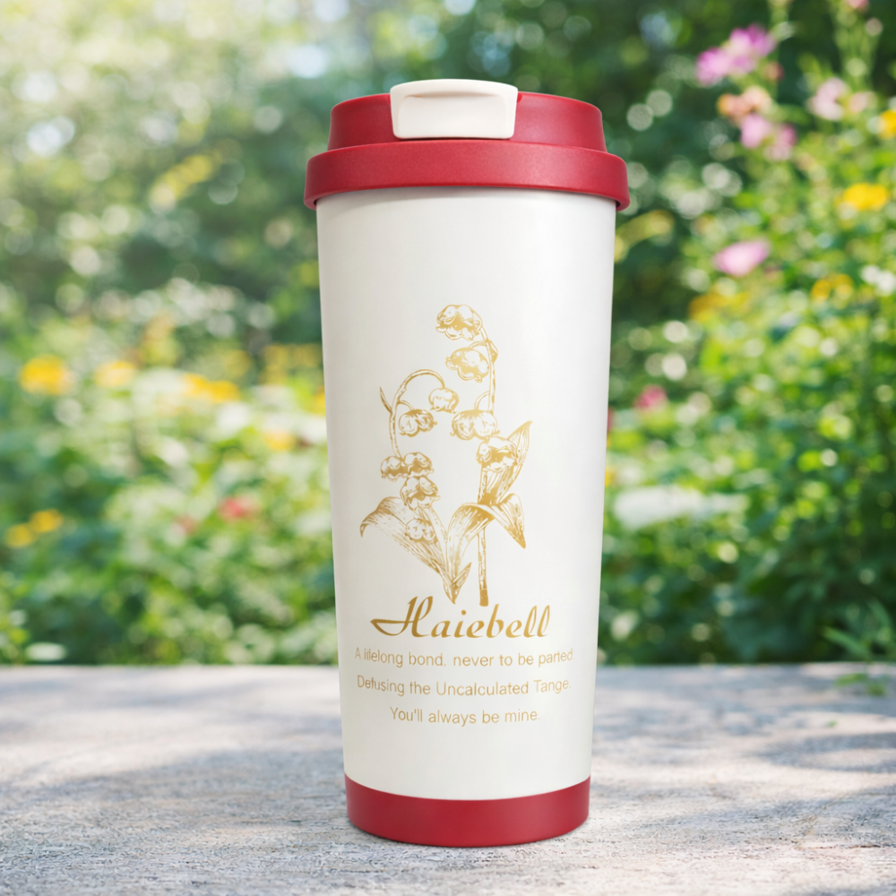 LINGLAN Insulated Coffee Cup 500ml – Double-Wall Stainless Steel Travel Mug with Flip Lid