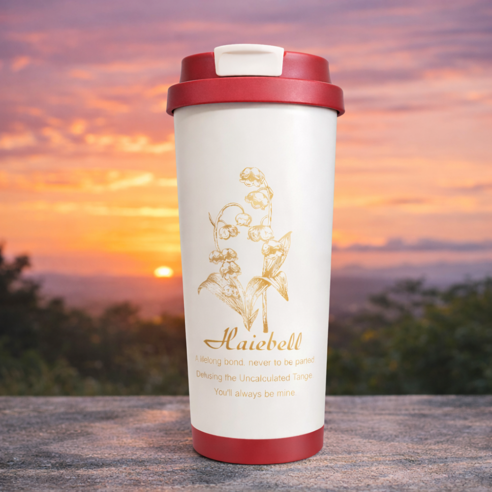 LINGLAN Insulated Coffee Cup 500ml – Double-Wall Stainless Steel Travel Mug with Flip Lid