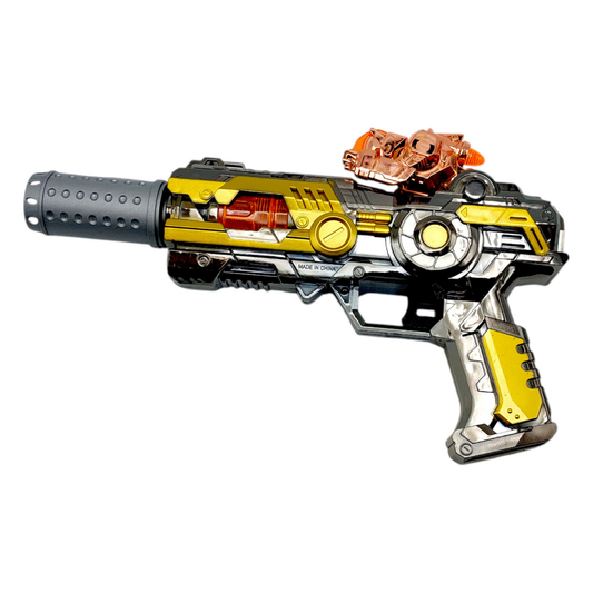 Robotic Gun Toy with Smoke Effect – Light and Sound Toy Gun with Flame Spray Simulation, LED Lights, Battery Operated Action Toy for Kids