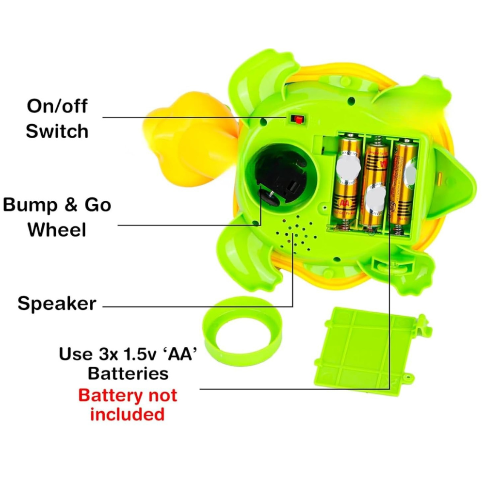 Musical Tortoise Toy with LED Lights – Crawling Turtle Toy with Sound, Colorful Projection Lights, Battery Operated Educational Toy for Kids