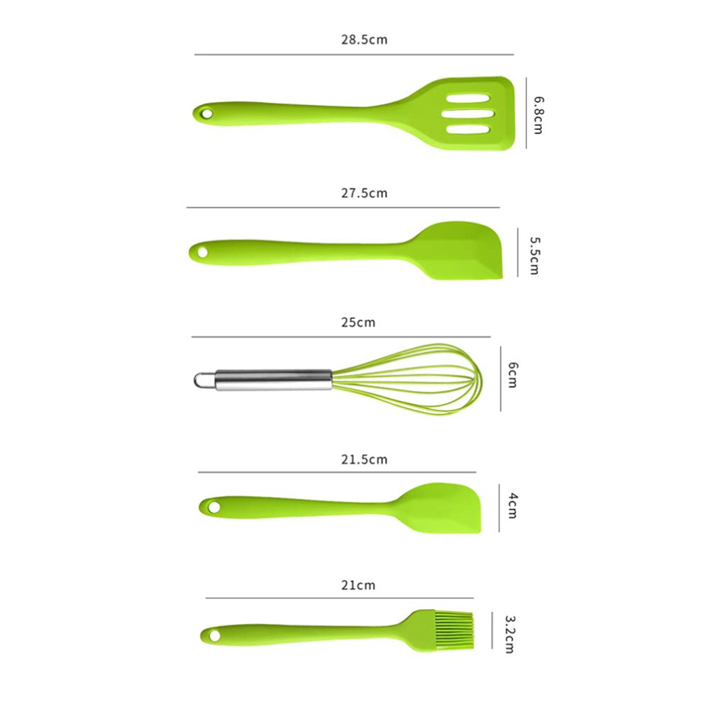 5 Pcs Silicone Kitchen Utensils Set | Heat Resistant Non-Stick Cooking Tools for Kitchen, Baking & Frying