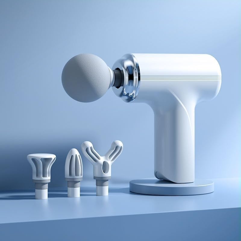Mini Deep Tissue Massage Gun for Muscle Recovery – Portable Handheld Body Massager with 4 Heads