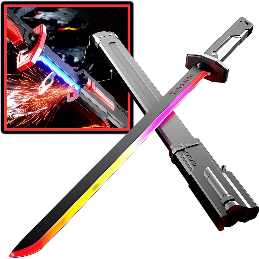 Rechargeable Electric Arc Lighter Sword – Plasma Flameless USB Lighter with LED RGB Light, Windproof Ignition Tool for Outdoor, Camping & Home Use
