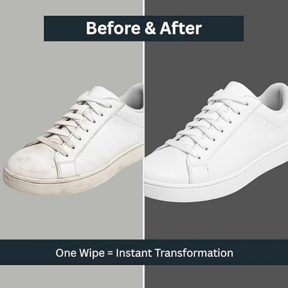 2-in-1 Shoes Cleaning & Shine Kit | 80 PCS Shoe Cleaning Wipes + BIKI Instant Shoe Shine Sponge | Quick Clean & Polish Combo for Leather, Sneakers & Casual Shoes