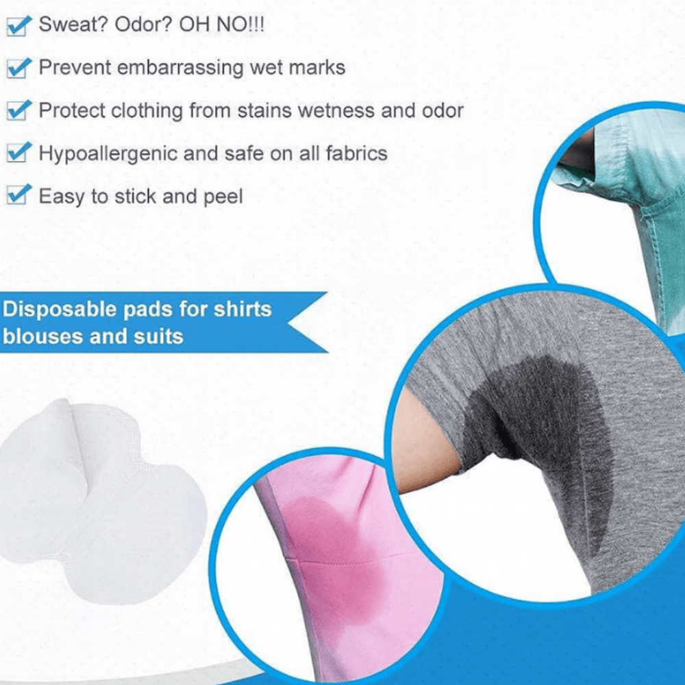 Underarm Sweat Pads 10 Pcs | Disposable Anti Sweat Pads for Women & Men | Underarm Sweat Absorbing Pads