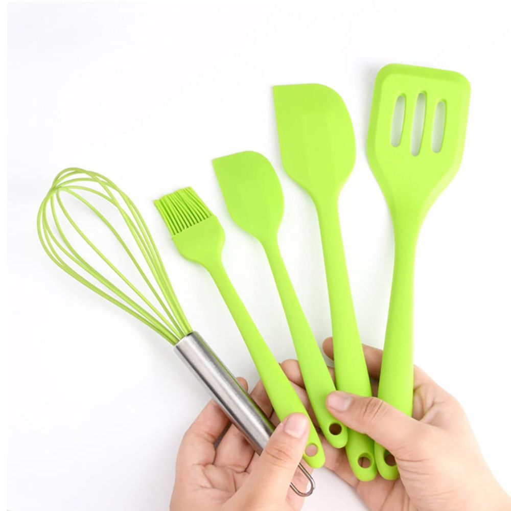 5 Pcs Silicone Kitchen Utensils Set | Heat Resistant Non-Stick Cooking Tools for Kitchen, Baking & Frying