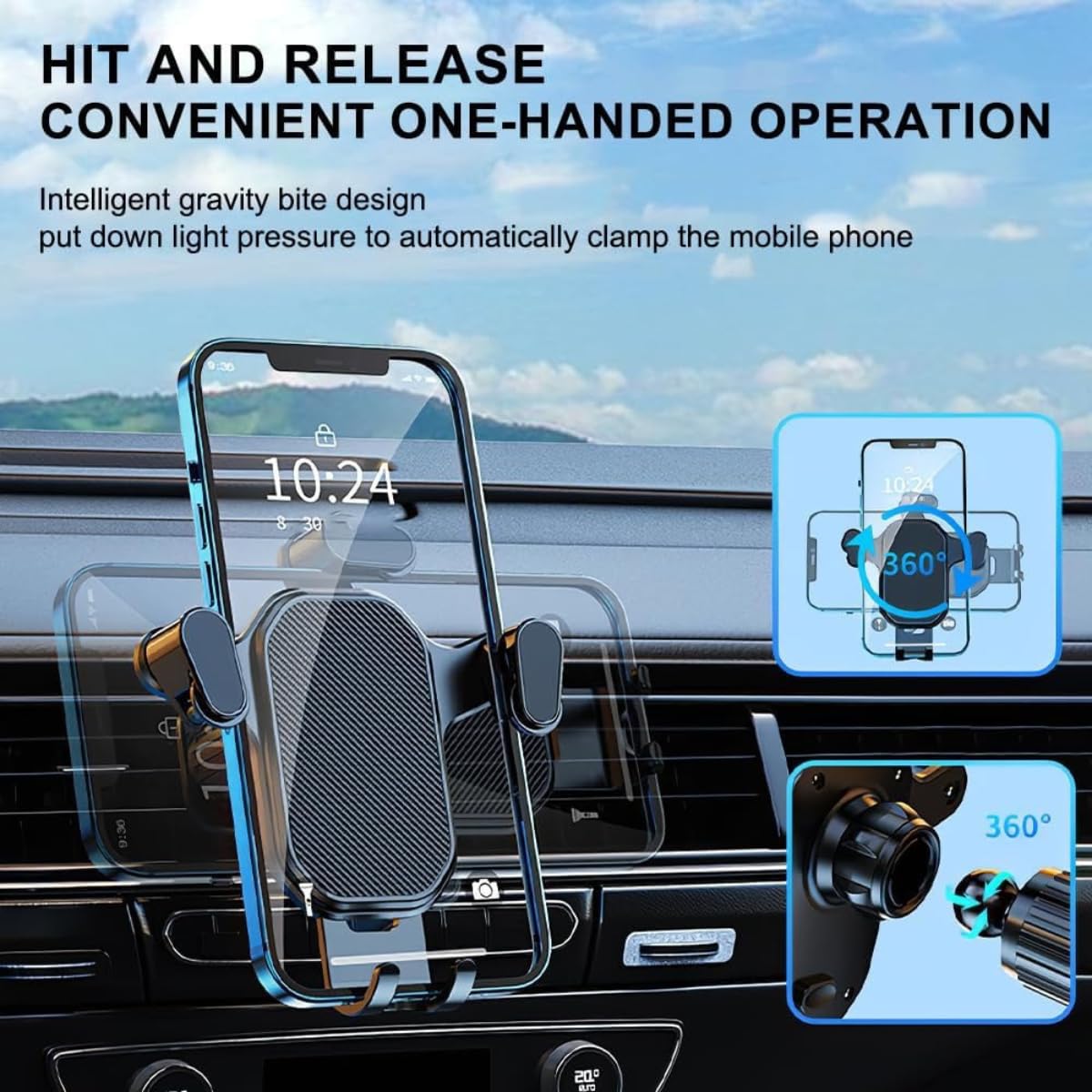Car Air Vent Phone Holder with Gravity Auto-Lock
