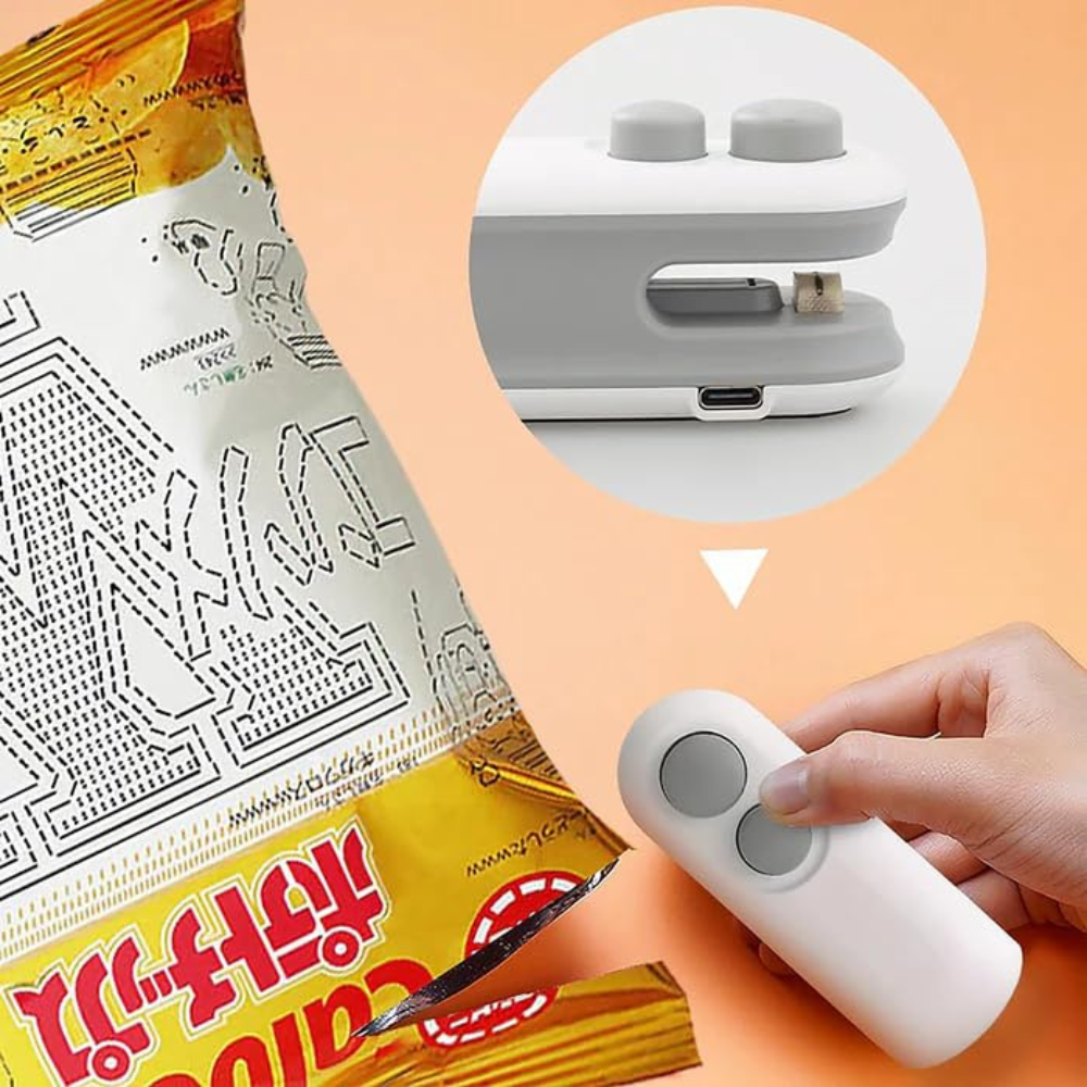 2 in 1 Mini Sealer & Cutter Machine | Portable USB Rechargeable Plastic Bag Heat Sealer for Food Storage & Kitchen Use