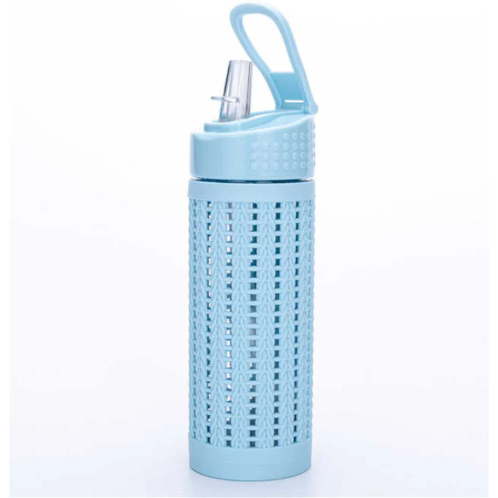 Designer Hard Plastic Water Bottle with Straw & Carry Loop 600ml