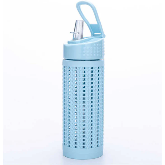 Designer Hard Plastic Water Bottle with Straw & Carry Loop 600ml