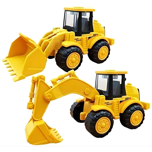 Friction Powered JCB Truck Building Construction Toy Set – Excavator Loader Toy with Movable Parts, Durable Construction Vehicle for Kids 2 PCS