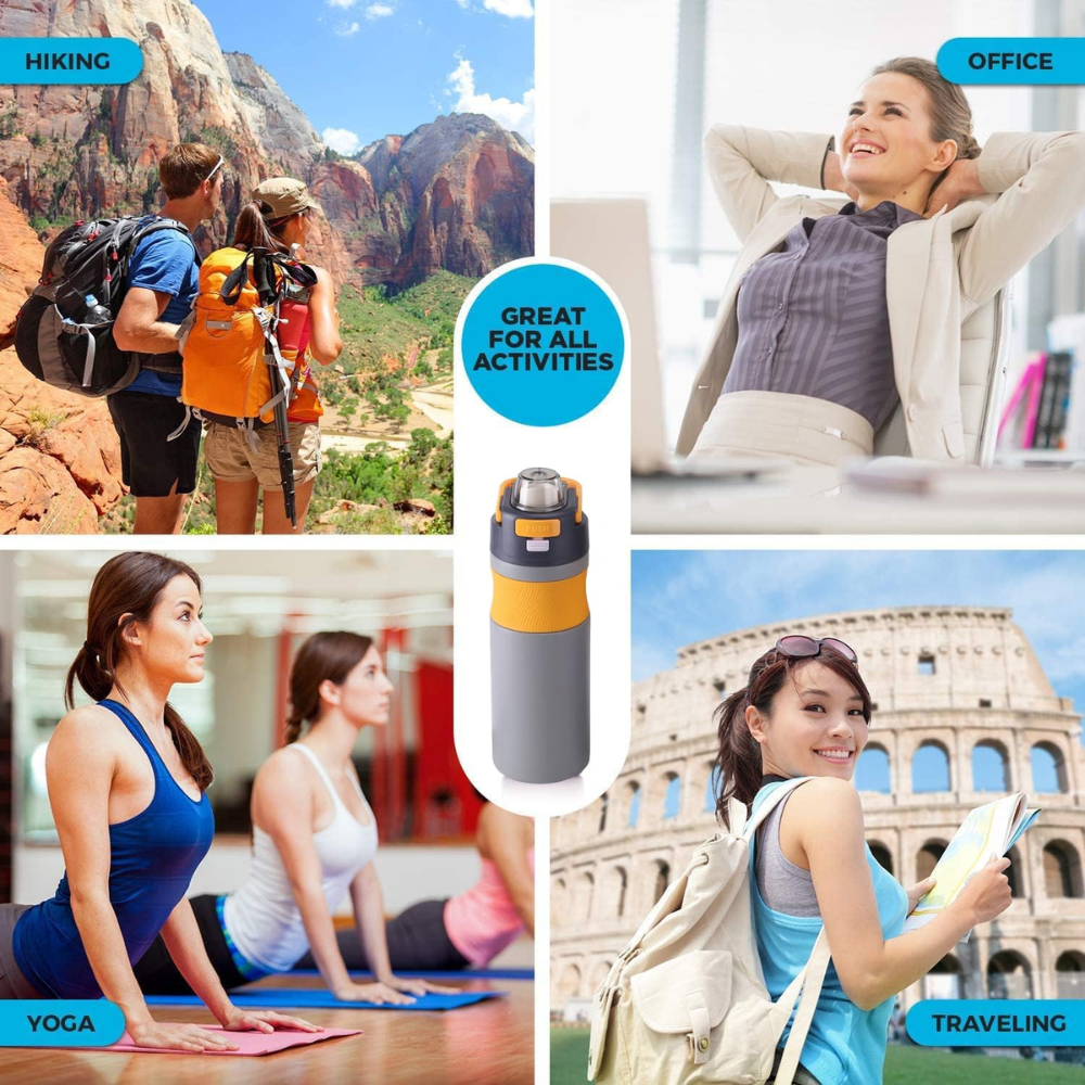 580ml Sports Water Bottle Push Lock | Leakproof Gym Bottle | Portable Fitness Water Cup