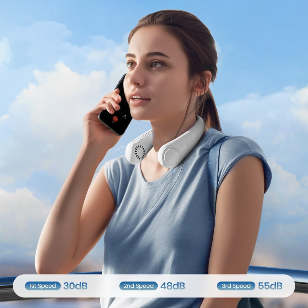 Rechargeable Bladeless Neck Fan | Portable Hands-Free Personal Cooling Fan with USB Charging for Travel, Office & Outdoor