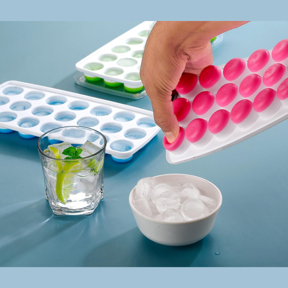 Round Ice Cube Tray with Lid | 21 Grid Ice Ball Mold Tray for Freezer | Easy Release Ice Maker for Juice, Cocktails & Drinks