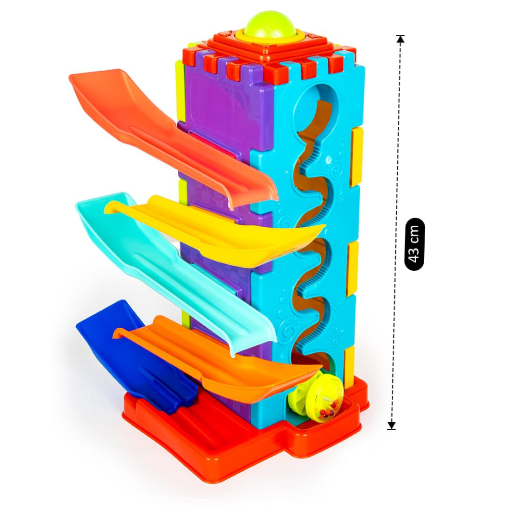 Activity Tower 5 in 1 Gift Set for Kids – Car Ramp Track, Shape Sorter, Ball Drop and Interactive Learning Toy for Toddlers