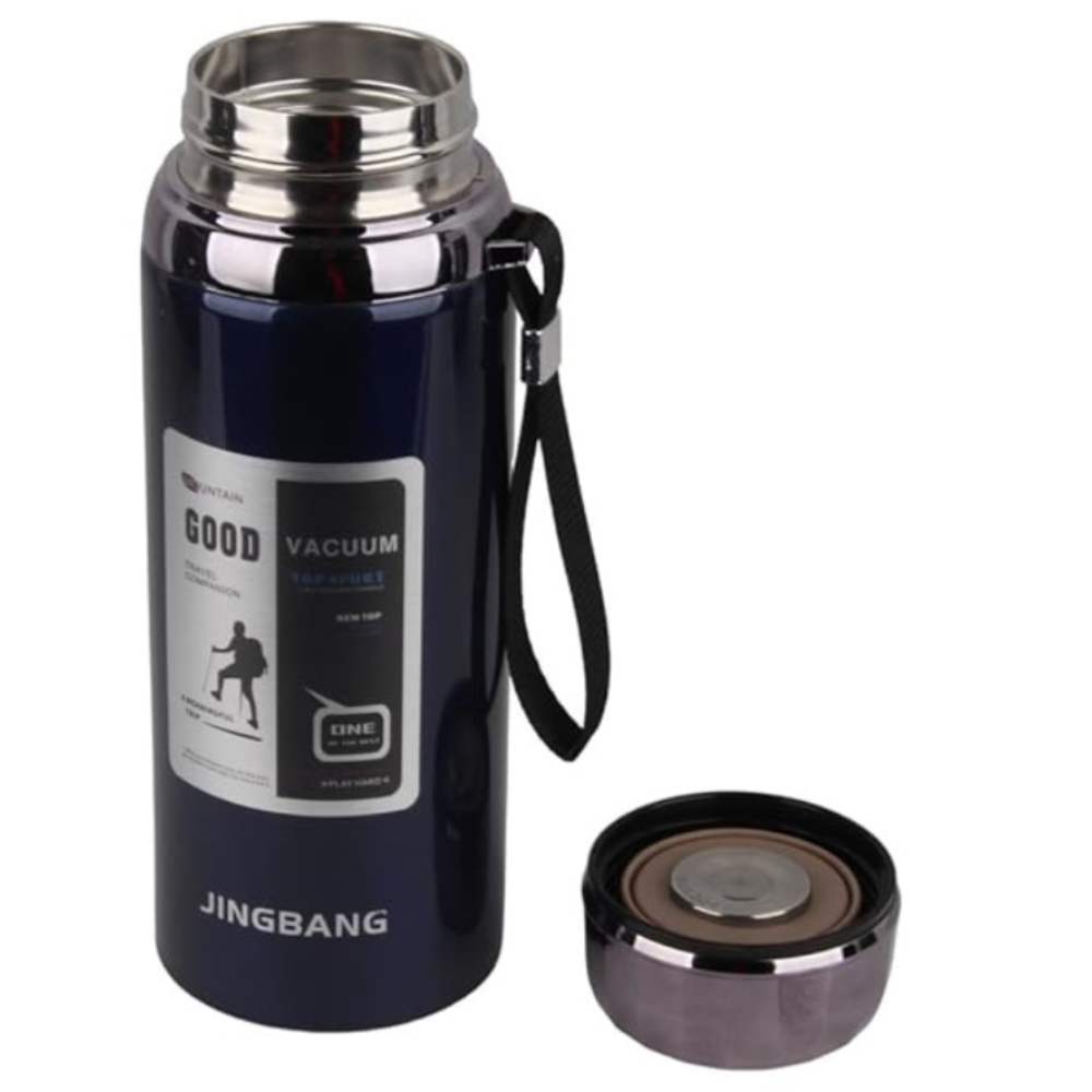 Luxury Stainless Steel Vacuum Insulated 800ml Bottle – Rose Gold Leak-Proof Hot & Cold Water Flask with Carry Strap