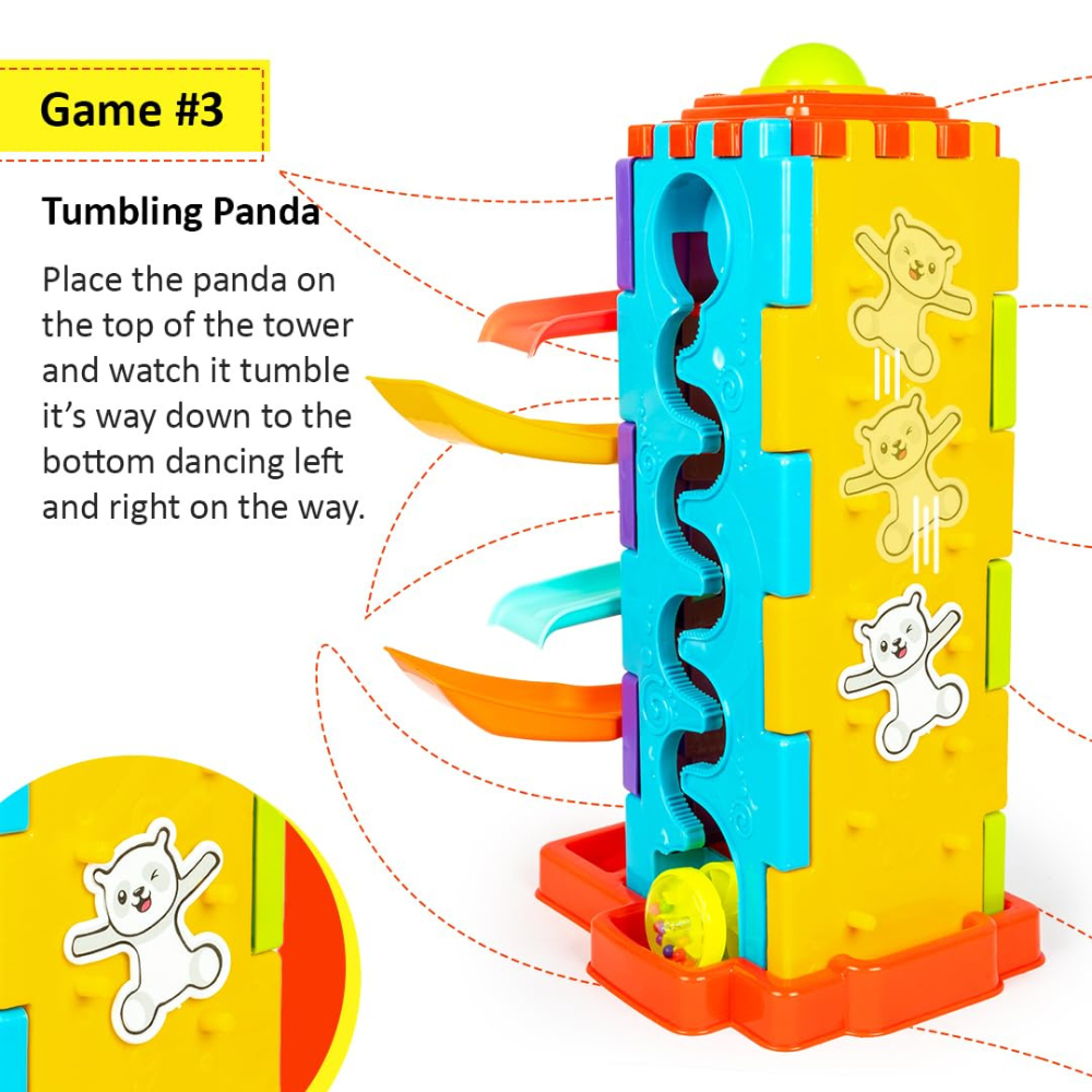 Activity Tower 5 in 1 Gift Set for Kids – Car Ramp Track, Shape Sorter, Ball Drop and Interactive Learning Toy for Toddlers