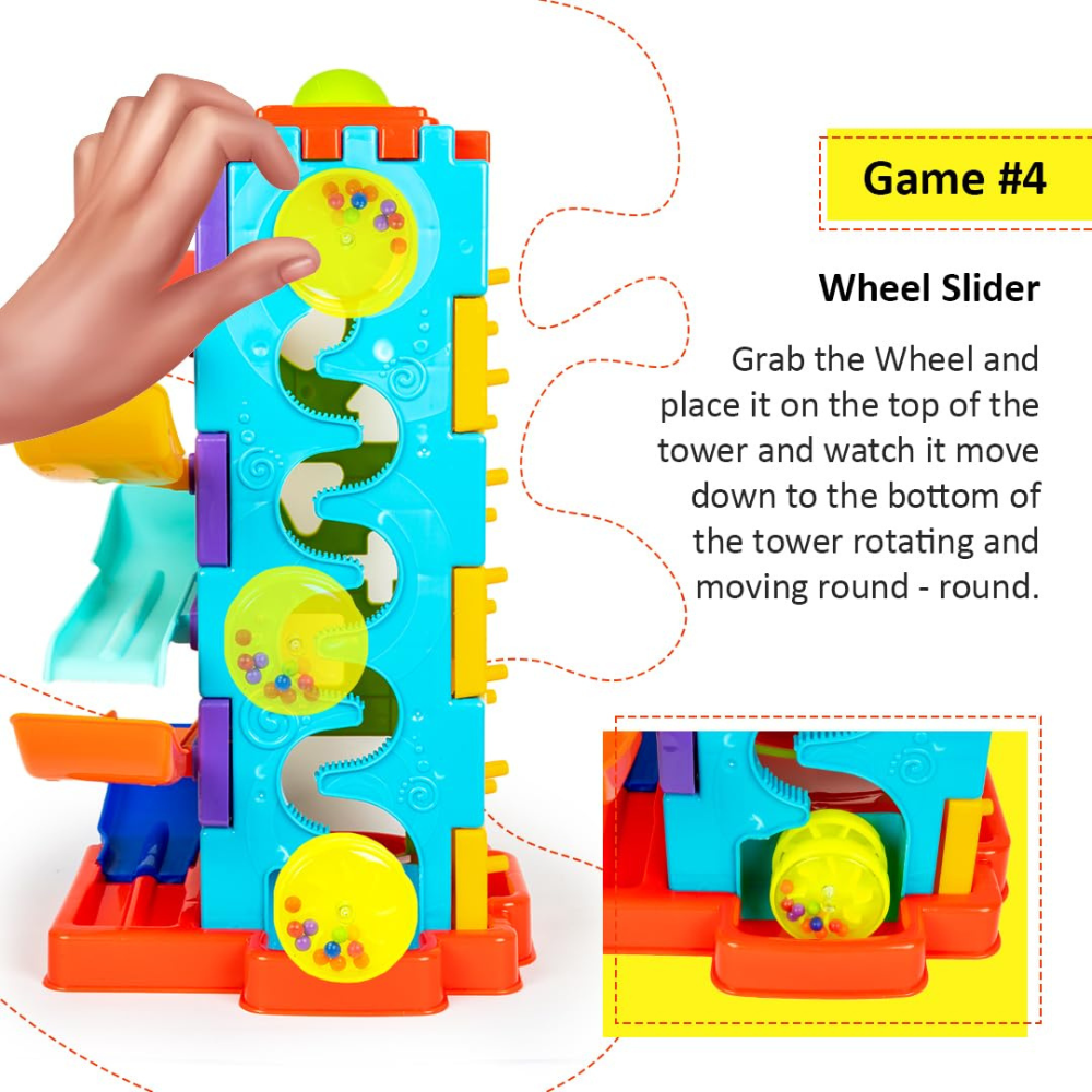 Activity Tower 5 in 1 Gift Set for Kids – Car Ramp Track, Shape Sorter, Ball Drop and Interactive Learning Toy for Toddlers